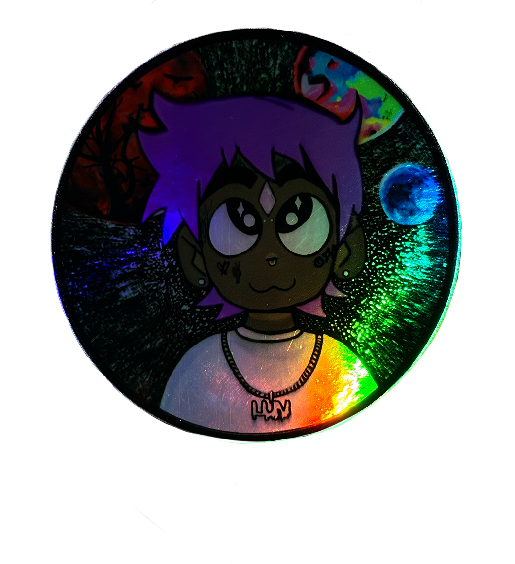 Uzi in Space Holographic Sticker (SET OF 2)